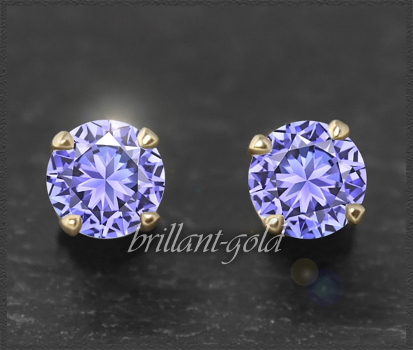 Preview: Ohrstecker 585 Gold Tansanit blau/violett 4,5,6,7mm